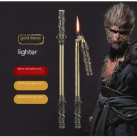 Portable Monkey King Kerosene Lighter Windproof Mini Retro Grinding Wheel Ignition Golden Cudgel Lighters Smoking Gift for Men
