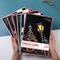 A4 Scratch Paper Art Crafts World Landscape Scraping Paintings Adult Decompression Toys Kids Creative DIY Handmade Gifts