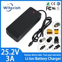 25.2V 3A Fast Charging Li-ion Charger Adapter for 6S 22.2V Lithium Battery with Multi-Level Protections 100-240V Input DC5.5*2.1