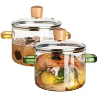 1600ml Glass Pot Clear Heat-Resistant Quick Heating Simmer Cookware Glass Cooking Pot Gas Stove Pot High Borosilicate Glass Pot