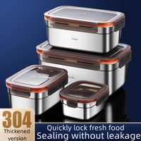 Boîte à lunch bento en acier inoxydable 304, boîte de rangement pour réfrigérateur de qualité alimentaire, utilisation domestique, grande capacité, boîte de pique-nique scellée