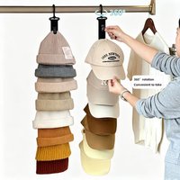 8 Clips Hat Organizer Hanger, Holds 8 Baseball Caps, Black & Gray, Closet Storage Rack for Home