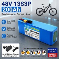 Akumulator litowy 48V 200Ah 200000mAh 13S3P o mocy szczytowej 2000W, pakiet baterii Li-ion z inteligentnym BMS do e-bike'a i hulajnogi.