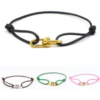 Zalman Simple Bamboo Horseshoe Buckle Bracelet Braided Ribbon Adjustable DIY Rope Bracelets Women Men Stainless Steel Jewelry