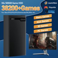 Mix 500GB Gaming HDD Retro Video Game Console Retrobat&Playnite&Launchbox OS for XBOX/PS3/PS2/Switch/Wii/WiiU with 38000+Games