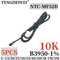 5PCS NTC Thermistor Temperature Sensor B3950 10K 1% Air probe air conditioning probe 13/20/25/30/35/40/50CM 1M 2M