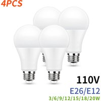 4PCS E26 E12 LED Bulb AC 110V SMD2835 3W 6W 9W 12W 15W 18W 20W LED Lamp Cold Warm White Led Bulbs Indoor Lighting