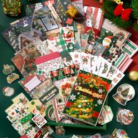Christmas Card Journal Kit, Total 157pcs Scrapbook Kit, Include A6 Journal Book, Scrapbook Stickers, Washi Tape, Decorative