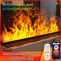 Intelligenter 3D-zerstäubter Kamin, LED, bunte Flamme, ECO-Wasserdampf, elektrischer Kamin für Wohnzimmer, TV, Wanddekoration