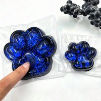 HefengCL Black Blue Glitter Cat Paw Fidget Toy, Soft TPR Sensory Stress Relief Squeeze Toy, Kids Party Classroom Reward Gift
