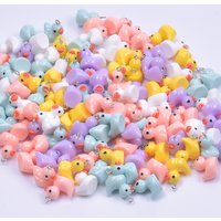 10/30/50/100pcs/Lot Multicolored Resin 3D Duck Charms Cute Animal Pendant For Jewelry Making Diy Earrings Keychain Accessories