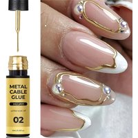 Gold Metallic Painting Nail Gel Liner Polish,3D Metal Mirror Effect Paint Drawing Nail Gel Build-in Brush Soak Off UV Chrome Gel