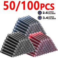 Fountain Pen Ink Cartridges Set Black Blue Red Refill High Quality, Bore Diameter for Smooth Writing 2.6mm 3.4mm 50 Pcs 100Pcs