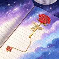 1pc Rose Flower Bookmark Elegant Hollowed-Out Metal Design Students Book Lovers Teachers Valentine's Gifts Birthday Party Favors