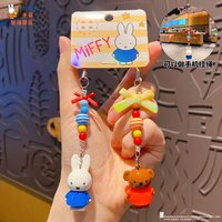 Cartoon Miffys Character Figurine Keychain Miffys Chef Couple Series Beaded Phone Charm Cute Beaded Keyring Bag Pendant Gift