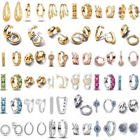Fashionable Silver Plating Hoop Earrings Starry Sky Pearl Green Zircon Round Heart Shape Pendant Earrings For Women DIY Jewelry