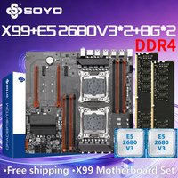 SOYO X99 Dual CPU Gaming Motherboard Kit lntel Xeon E5 2680 V3*2 DDR4 16GB(2*8G) M.2 USB3.0 Computer PC PCIE2.0x16 LGA2011-3