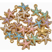 5pcs Stainless Steel Summer Enamel Starfish Ocean Sea Charms for DIY Earring Jewelry Materials Making Supplies Crafts Wholesale