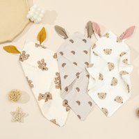 Baby Burp Clothes Double Layer Cotton Muslim Cute Rabbit Ears Newborn Square Towel Soft Comforter Sleeping Blanket Infant Towels