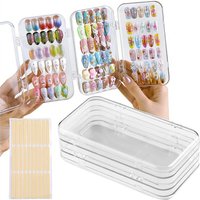 Press on Nail Storage Box Tri-Fold Clear Nail Organizer Case Packaging Fake Tips Holder Color Display Stand Book Showing Shelves