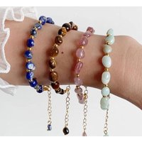 Irregular lapis lazuli Stone Bracelet Handmade Natural Stone Amethysts Quartz Beads Bracelets Adjustable for Women Men Jewelry