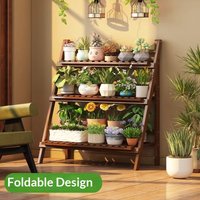 Faltbarer Mehrstufiger Pflanzenständer für Balkon, Innen- und Außenbereich, Mehrstufiges Blumentopf-Displayregal, Rostfrei und Platzsparend