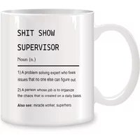 Shit Show Supervisor Mugs For My Boss Gift, Boss Thank You Gift Funny Birthday Gifts Novelty Coffee Ceramic Tea Cups White 11 oz