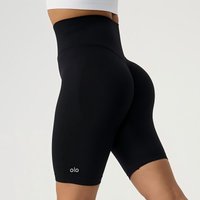 Yoga pants with abdominal control, high waist and lifted buttocks, worn over running shorts, sports fitness wear, yoga clothes