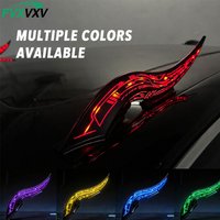 1Pair 32 LED Light Modes Dragon Horn Car Roof Fins, Touch Dimmable Waterproof Auto Decoration, 1500mAh Type-C Rechargeable Unive
