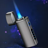 2025 new metal Type-C three torch horizontal bar LED jet lighter nozzle turbine windproof lighter smoking accessories