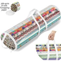 80x22cm Gift Wrapping Paper Storage Bag Christmas Items Organizer Bag Transparent Zipper Packaging with Handle Holiday Paper Bag