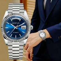 Hestur Automatic Mechanical Watch Day-Date Movement Sapphire Crystal BGW9 m128239 Luminous Waterproof Week Display Tribute Watch