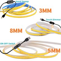 Bande lumineuse LED COB à intensité variable USB, 3MM 5MM 8MM RA90, haute densité 320LED s/M 3000K 4000K 6500K, ruban Flexible FOB