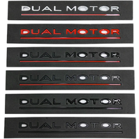 3D ABS Chrome Red Line Black Logo DUAL MOTOR Emblem Letters Car Styling Trunk Badge For Tesla Model 3 Y S X Accessories