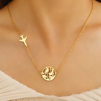 An Elegant Vacation-style Women's Stainless Steel Pendant Necklace, Featuring a Simple Airplane Travel Design. This Classic Pend