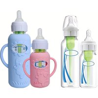 New Elephant 4oz/120ml Schmalhals-Flasche mit Silikongriff – langlebig, perfekt für Milchflaschen, Saft oder Wasserflaschen