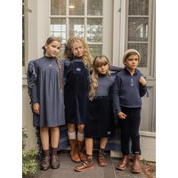 AP AW26 Navy Blue Corduroy Collection Kids Boy Girl Fashion Geometric Print Shirt Family Matching Clothing Dress Top Jumper