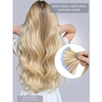 20pcs Mini Tape-In Hair Extensions Real Human Hair 12-20 Inches Straight Double-Sided Tape Ins Invisible Tape-In Hair Extensions