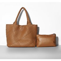 Large-Capacity Designer Knitting Fashion PU Leather Women's Shoulder Bag Handbags for Beach Travel Single-Shoulder Ladies Bag