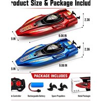 2Pcs RC Speed Boat Set Remote Control Racing Boat Dual Motor Waterproof Electric Watercraft Toy for Pool Lake Kids Boys Girls