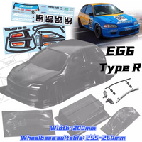 1/10 Civic EG6 JDM RC PC body shell 200mm width Transparent drift body shell with Lampshade mirror for 1/10 hsp hpi trax Tamiya