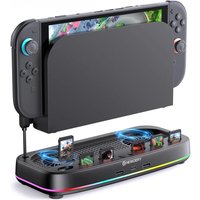 Cooling Fan for Nintendo Switch 2 Dock With RGB Light Modes 6 Game Card Slots & 3 USB Ports For Switch 2 Console Stand