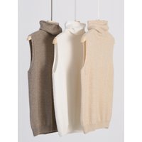 Frauen 100% Merino Wolle Ärmellose Pullover Rollkragenpullover Weste Wolle Strickwaren Frühling Herbst Winter Mode Weste Tops