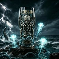 Cthulhu The Great Old One Lead-Free Glass Beer Cup, Call of Cthulhu Horror Mythology Gothic Pint Glass Occult Drinking Tumbler