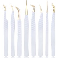 Pincettes antistatiques blanc-or pour Extension de cils, ensemble en acier inoxydable pour sourcils, pincettes de précision de beauté, outils de maquillage, 1 pièce