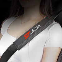 2Pcs Nappa Leather Safety Belt Shoulder Covers Protection Interior Accessories for Ford ST LINE STLINE Mk3 Mk4 Focus Mustang Car