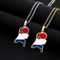 Enamel Stainless Steel Netherlands Map and Flag Pendant Necklace Netherlander Ethnic Silver Color/Gold Color Party Birthday Jewe
