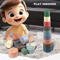 Children's Smart Silicone Stacking Cup Set, Baby Early Education Stacking Toys for Boys and Girls