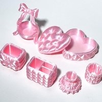 Miniature Cosmetic Storage Box Dollhouse Mini Pink Storage Case Model Dollhouse Decor Toy Accessories Micro Scene Photo Props