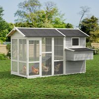 80" Large Wooden Chicken Coop For Outdoor Backyard Fir Wood Hen House With Nesting Box Removable Tray 2 Doors & Secure Run
